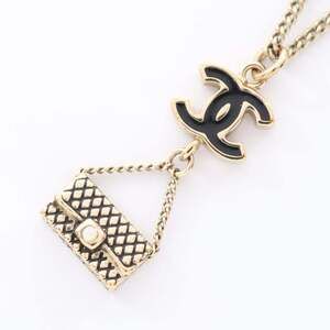 CHANEL Black Logo Necklace